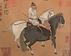 Antique Warrior horses Painting Silk Embroidered Asian Art signed  marked framed