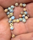 10 Old Indian Jasper Sky Blue   Brown Small Stone Trade Beads Fur Trade 1800