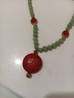 Jadite And Cinabar Pendant Necklace Chinese Jade Pendant