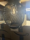 Solar Powered Hanging Outdoor Lantern Set Black Jar Shape Metal Glass 2-piece