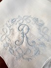 Vintage Madeira Hand Embroidered Blue Hankie Monogram  r  Applique Wedding Bride