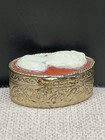Victorian Revival Cameo Pill Trinket Box Oval Gold Tone Keepsake 1 5   