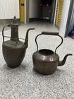 Antique Middle Eastern Copper Ewer And Vintage Copper Tea Kettle
