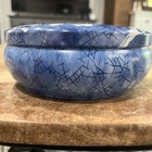 Vintage Daher Blue   White Blossoms Round Tin Trinket Box W lid Made In England 
