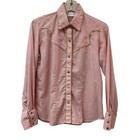Avante West Pink Gold Metallic Pinstripe Western Snap Shirt Women Long Sleeve