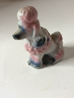 Pink blue   White Poodle Figurine