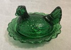 Vintage Mosser Emerald Green Glass Mini Salt Cellar Nesting Hen 2 75   
