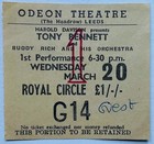 1968 Tony Bennett Buddy Rich Concert Ticket Odeon Theatre England