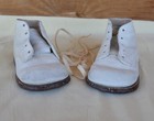 Pair Vtg 1960s White Leather Baby Shoes W Laces 5 3 4    L X 2 1 2    W X 2 1 2    H