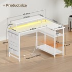 L Shaped Computer Desk With Led Light  Power Outlets   Monitor Stand  White