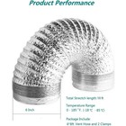 6 Inch 10ft Ducting Vent Hose Flexible Aluminum Foil Non-insulated With 2 Clamps