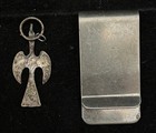 Native American Vintage Silver Tone Pendant   Money Clip