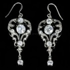 Old European Cut Lab Created Diamond Edwardian Wedding 925 Silver Gift Earrings