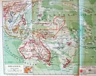 1896 Antique Oceania Map Australia Ozeanien Geograph Lithograph Chromatography