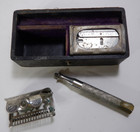 Vintage Antique Shaving Razor Kit  Damaskeene Gem Junior  Original Box  Usa