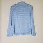Toula Women Blue Knit Blazer Tweed Jacket Size 8 Wool Career Formal Wedding 