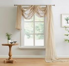 Sheer Window Scarf Taupe Brown Long Curtain Valance Drapery Fabric 216 Inches