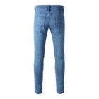 Men s Skinny Knee Crease Ripped Jeans  Stretch Denim  Frayed Patches  Distressed