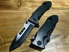9    Tactical Black Pocket Knife Spring Assisted Open Blade Folding Knife Hunting