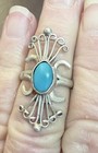 Vintage Navajo Sterling Silver Turquoise Designed Native American Ring Size 5