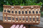 Vintage Northwest Coast Quinault Native Hand Woven Basket With M o p  Design