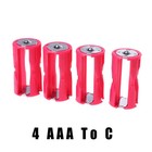 4 Aaa To C Size Battery Converter Case Holder Storage Plastic Box Adapto adapter