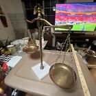Vintage Brass Balance  Scales Of Justice Eagle Marble Base