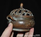 4 old China Ancient Dynasty Bronze Fengshui Beast Incense Burner Censer Statue