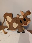 Vintage Wooden Cow 1980s Decor Farmhouse Primitive Solid Wood Hand-painted