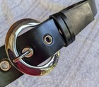 Michael Kors Women   s Black Round Buckle Belt Size Xl Synthetic Faux Leather