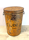 Antique Large Flour Tin With Original Grained Paint Decorated Surface