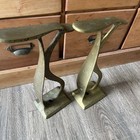 Pr Of 2 Antique Solid Brass Cobbler Shoe Shine Stand Barber Shop Foot Rest  14   