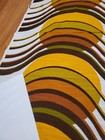 Awesome Rare Vintage Mid Century Retro 70s Yel Olive Brn Wavy Cir Sunset Fabric 