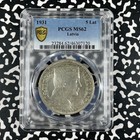 1931 Latvia 5 Lati Pcgs Ms62 Lot g2137 Silver  Nice Unc 