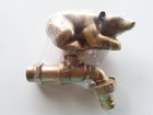 Brass Garden Tap Faucet Bear Spigot Vintage Animal Water Home Decor Yard Outdoor