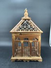 Vintage Style Wooden Birdcage Metal Scrollwork Boho Moroccan Rustic Home Decor