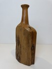 Crate   Barrel Aged Teak Wood Bottle Sculpture Rustic Contemporary Art Decor