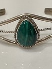 Vintage Navajo Sterling Silver Natural Malachite Cuff Bracelet Old Pawn Style