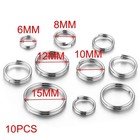 Stainless Steel Silver Split Key Chain Ring Connectors 10pcs Jewelry Diy Th3