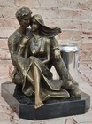 Couple Embracing  Sculpture Bronze Made By Lost Wax Method Marble Base Decor Art