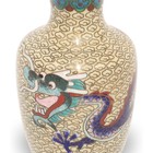 Chinese Dragon Vase Cloisonne - Enamel Vitreous Brass - Vintage Asian Decor