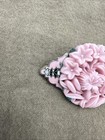 Vintage Art Deco Art Nouveau Molded Carved Pink Enamel Floral Brooch Pin Jewelry