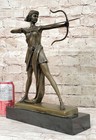 Signed Cast Bronze Diana The Huntress Art Deco Nude Sculpture Statue Mythical Nr