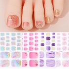 Nail Art Sparkle Glitter Rainbows Toe Nail Wraps Full Cover Polish Foot Sticke    