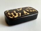 Antique 1890s Victorian Papier Mache Snuff Pill Box  Faux Tortoiseshell