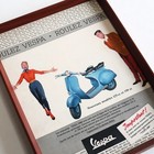 1959 Vespa France Vintage Advertisement Framed Mods Italian Scooter Illustration