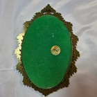 Vintage Ornate Brass Oval Picture Frame Filigree Victorian Gold Convex Glass