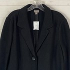 J  Jill Womens Wool Blend Blazer Jacket Sz Large Black 2 Snap Closure Knit New
