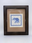 Rare Vintage Jim Thompson Art Print Blue Elephant Framed Asian Thailand Decor