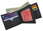 Genuine Leather Black Bifold Center Flap Multi Credit Card Id Holder Mens Wallet